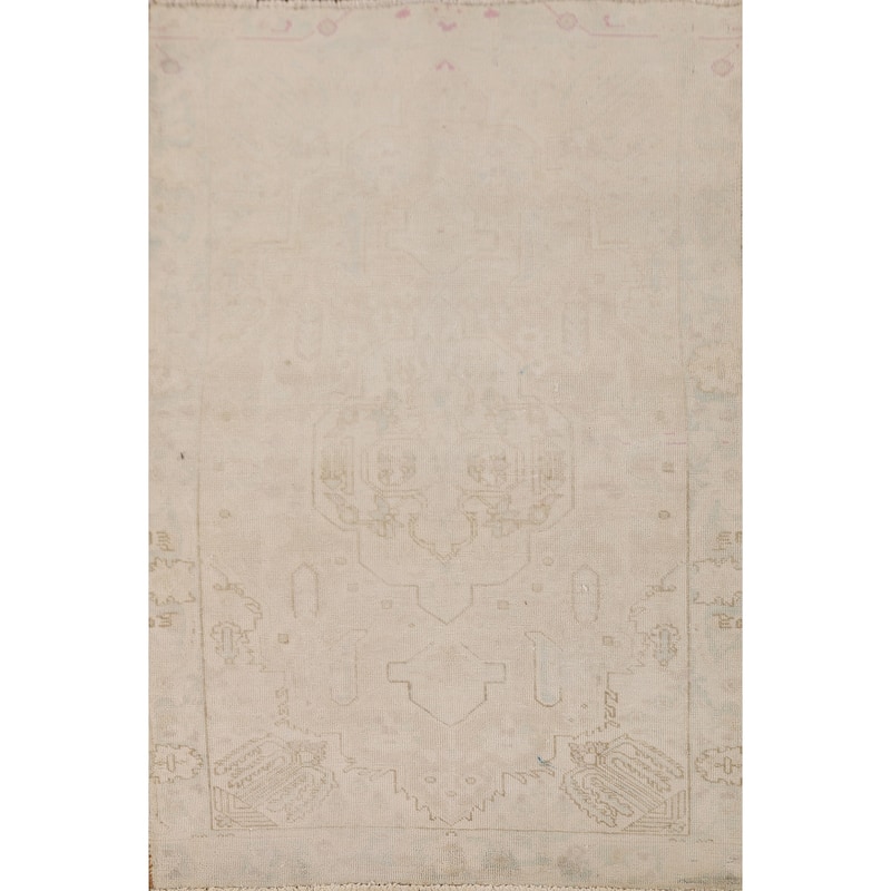 Hand Knotted Oriental 100% Wool Carpet Traditional Medallion Beige & Ivories Tabriz Area Rug - 4' 9'' X 3' 0''