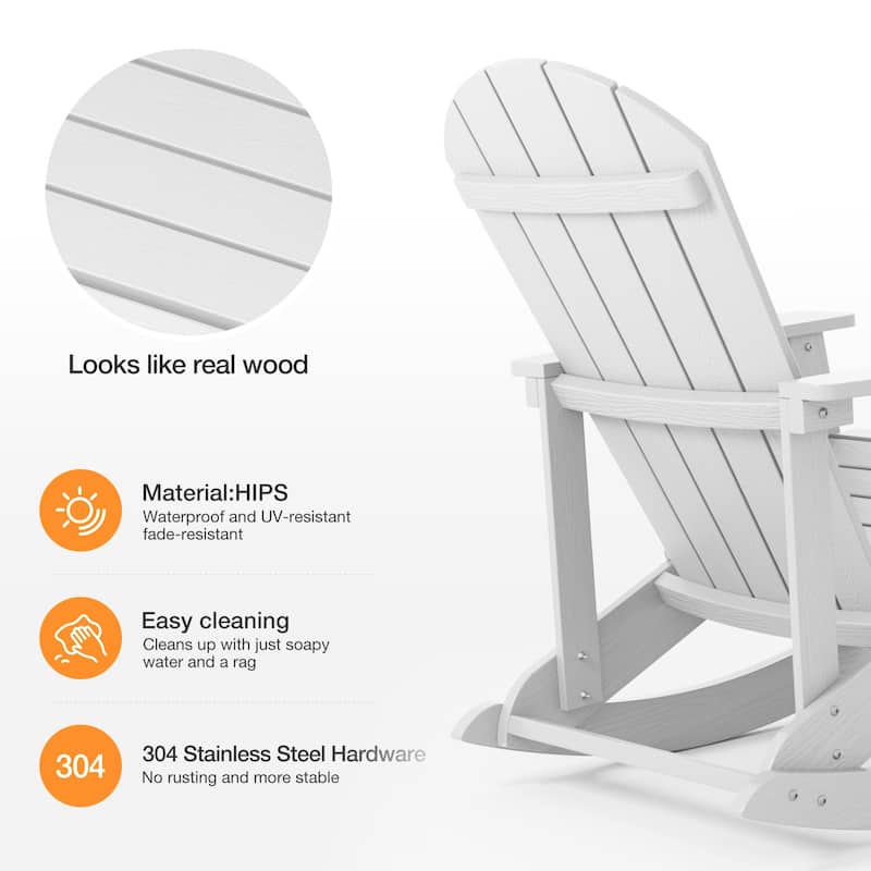WINSOON HIPS All Weather Outdoor Indoor Oversized Rocking Chair,Adirondack Rocking Chair Set of 2