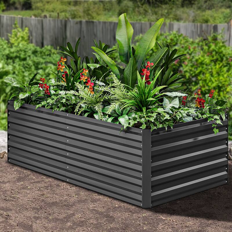 Moasis Outdoor Metal Raised Garden Bed with Gloves