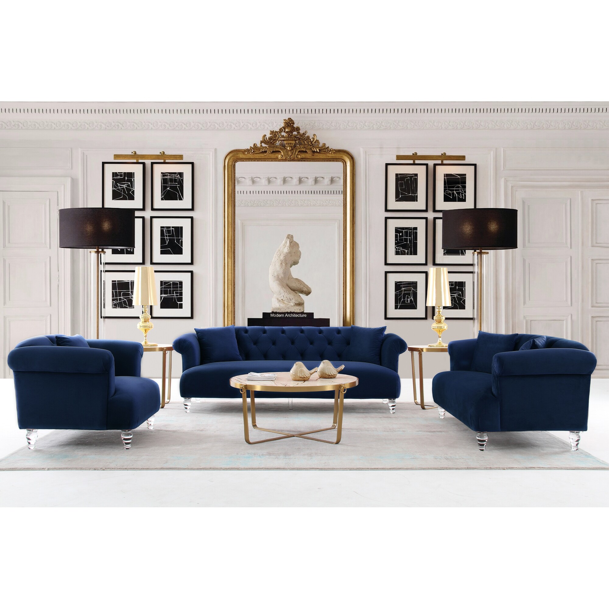 Armen Living Elegance Sofa in Velvet with Acrylic Legs - On Sale