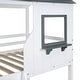 preview thumbnail 25 of 24, Playhouse Design Twin Over Twin Bunk Bed Wood Bed with Roof, Window, Guardrail, Ladder
