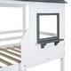 preview thumbnail 12 of 22, Twin Over Twin Bunk Bed Wood Bed w/ Roof, Window, Guardrail & Ladder