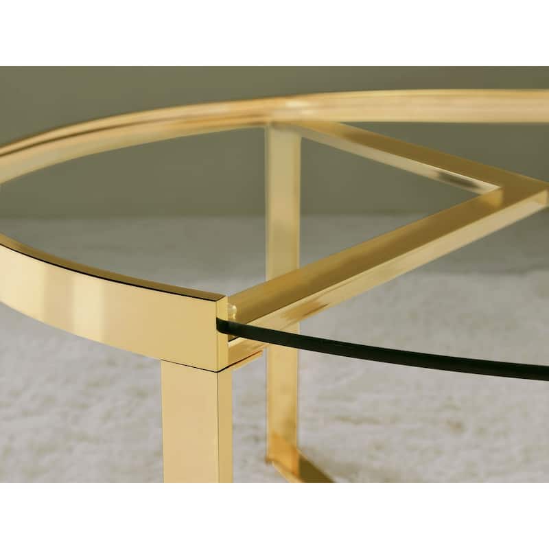 Delia 2-Piece Round Glass Top Nesting Coffee Table