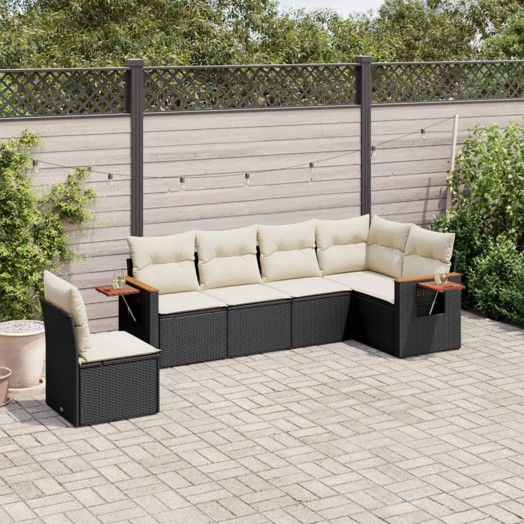 vidaXL Patio Sofa Set with Cushions Outdoor Conversation Furniture Poly Rattan