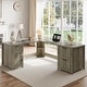 preview thumbnail 122 of 156, Farmhouse Executive L Shaped Desk Home Office Desk with Drawers and Storage Cabinet & Power Outlet