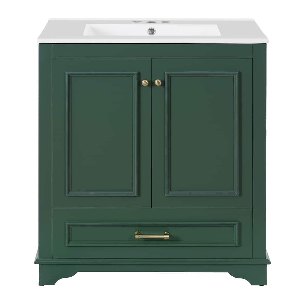 30" Luxurious Bathroom Vanity, Ceramic Sink with 2 Soft-Close Doors