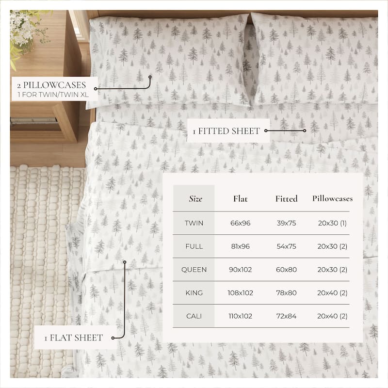 Linery & Co. Ultra-Soft Turkish Cotton Flannel Christmas Print Sheet Set