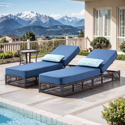 Pocassy 3 Pieces Patio Chaise Lounge Chair with Adjustable Backrest