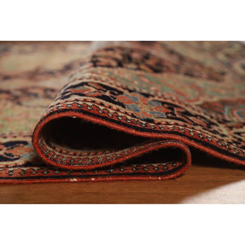 Hand Knotted Oriental 100% Wool Carpet Traditional Medallion Navy Blue & Blues Sarouk Area Rug - 4' 7'' X 3' 6''