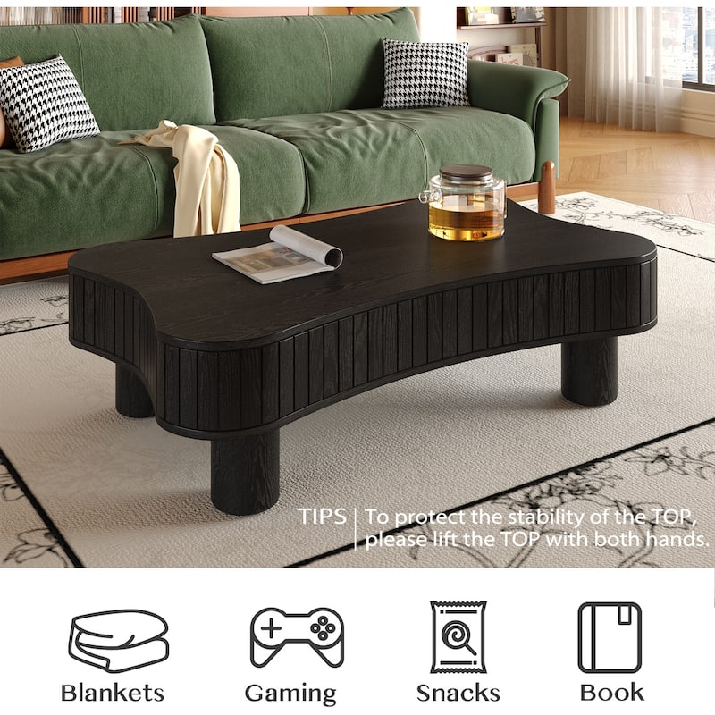 Medieval-Style Lift-Top Coffee Table with 3 Storage Compartments and Safety Corners, for Living Rooms, Light Brown