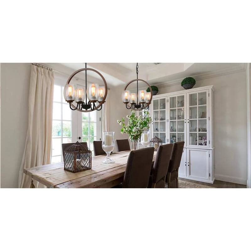 Anmytek Industrial Metal Chandelier Kitchen Island Pendant Lighting Fixture 4 Lights for Dinning Room Loft Foyer