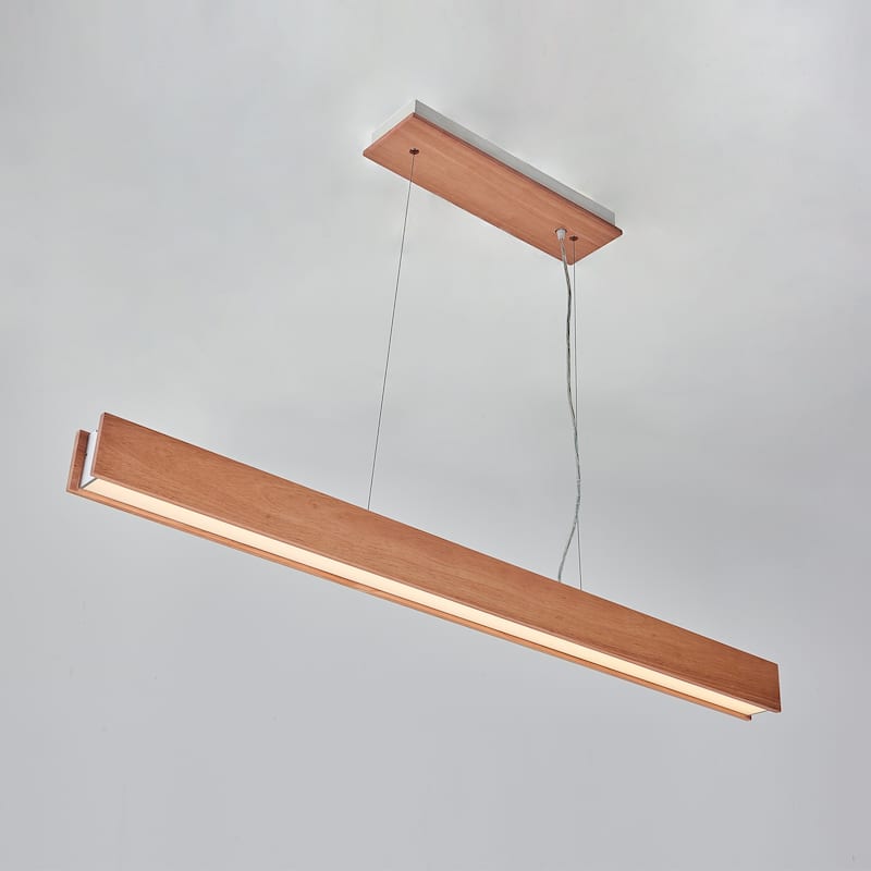 48 inch LED Pendant light in natural finish - 120"H x 48"W x 2.75"D