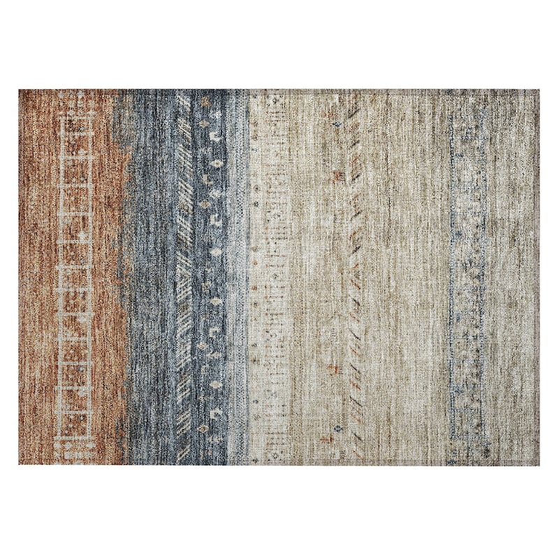 Machine Washable Indoor/ Outdoor Modern Global Chantille Rug