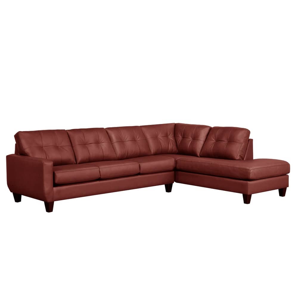 Gibson Top-Grain Leather Tufted Sectional Sofa