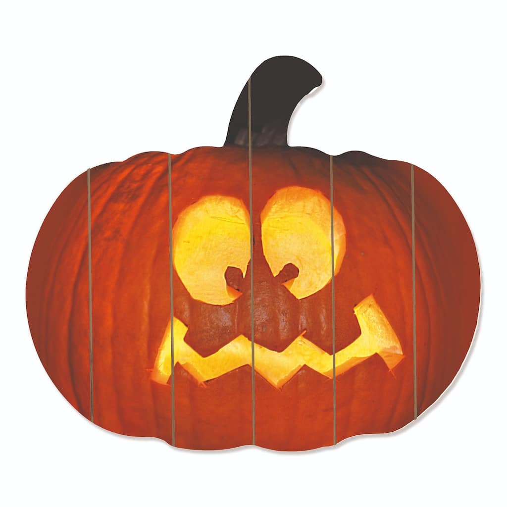 17" Orange Yellow Spooked Jack O-Lantern Pumpkin Halloween Wall Decor