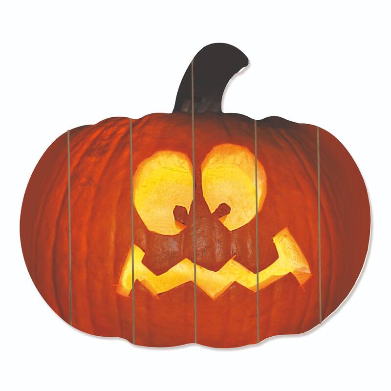 17" Orange Yellow Spooked Jack O-Lantern Pumpkin Halloween Wall Decor
