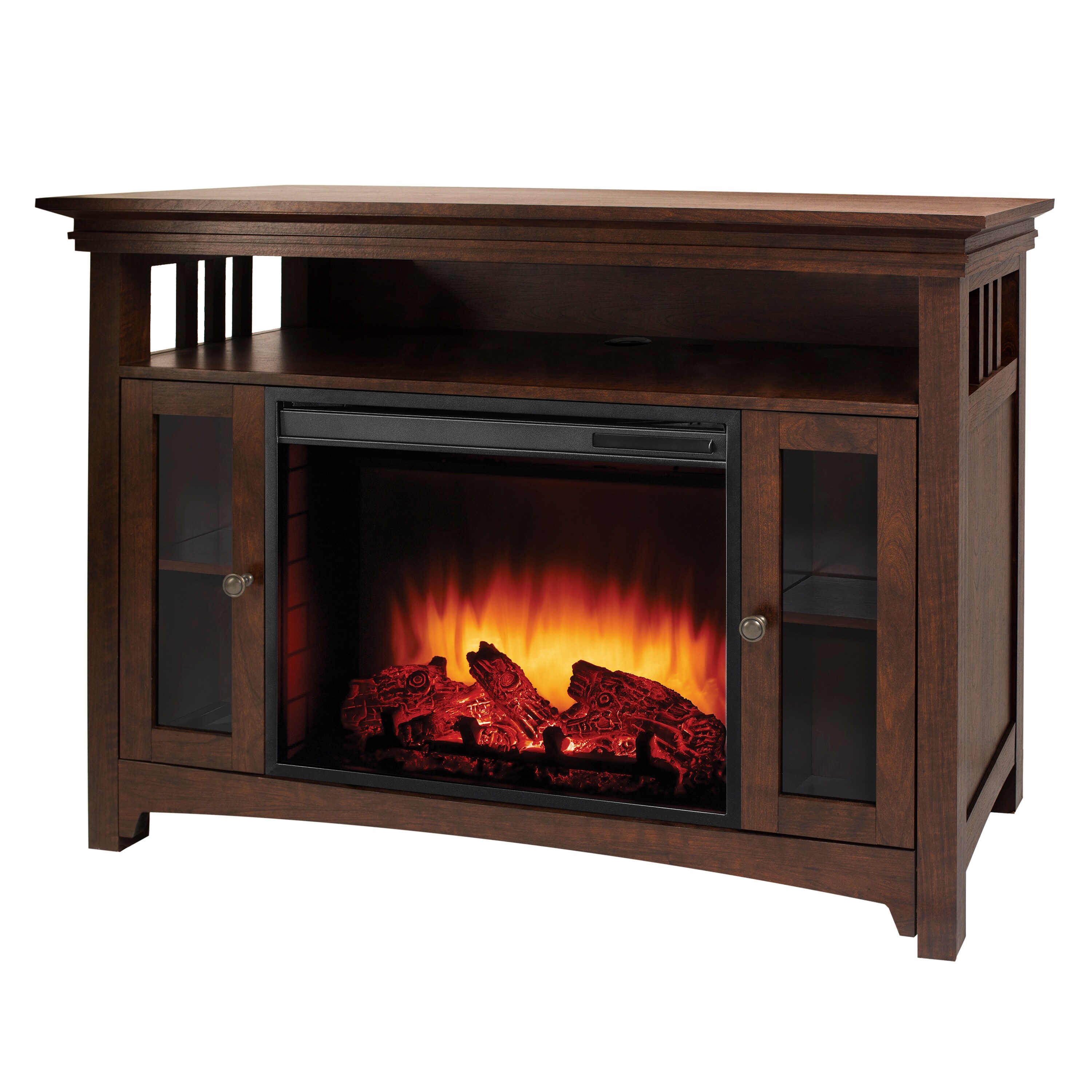 Muskoka Wyatt 48 in TV Stand with Electric Fireplace in Burnished Oak 48 Bed Bath Beyond 36118845