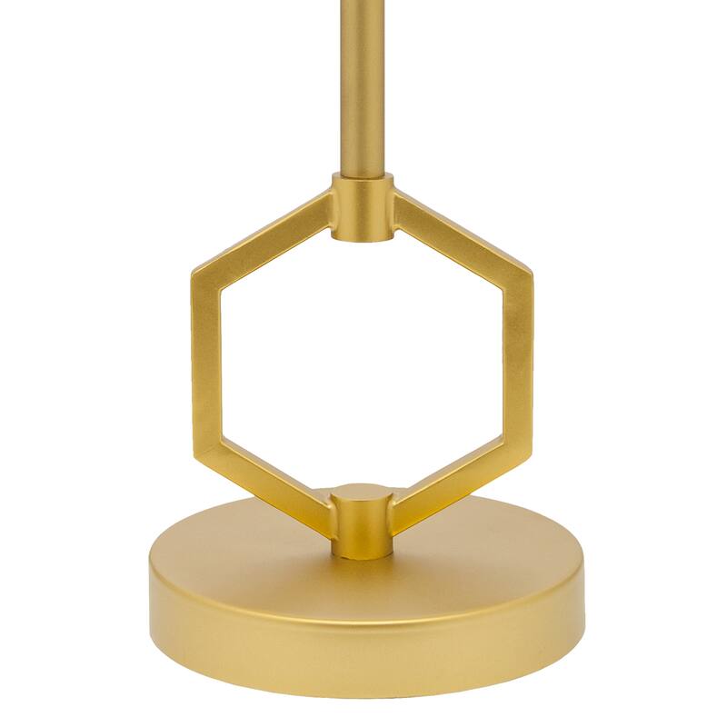 Set of 2 Zelda River of Goods Gold-Painted Metal 17.5-Inch Candlestick Table Lamps with White Fabric Empire Shades