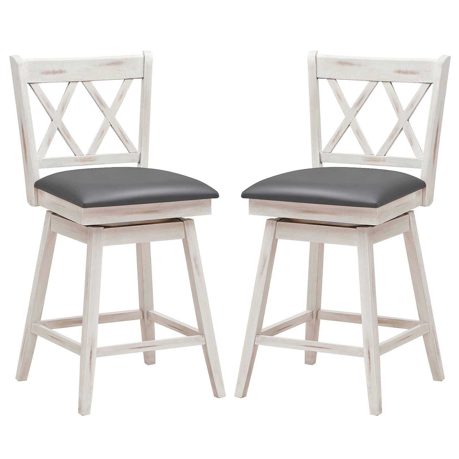 Costway Bar Stools Set of 2/4 with Ergonomic Backrest Rubber Wood Legs - See Details
