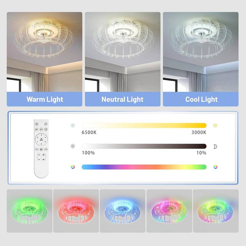 Low Profile Bladeless Ceiling Fan with Lights Kit (No Included Bulbs)