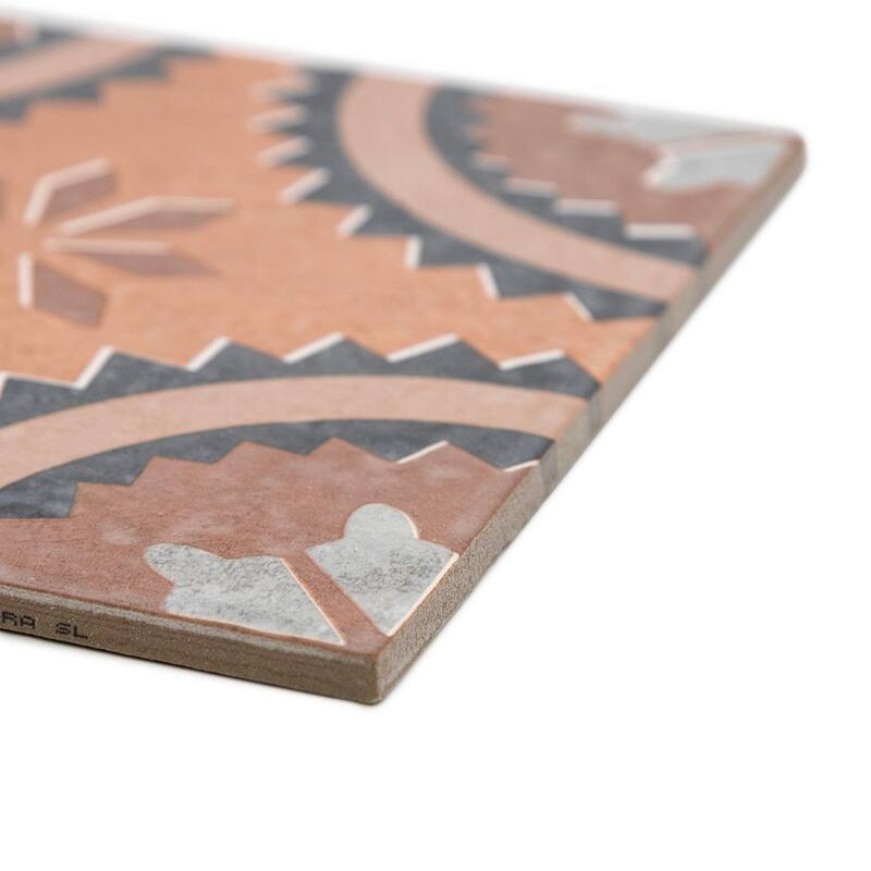 Verity Poppy 8x8 Matte Porcelain Encaustic Tile - Floor, Wall, Backsplash
