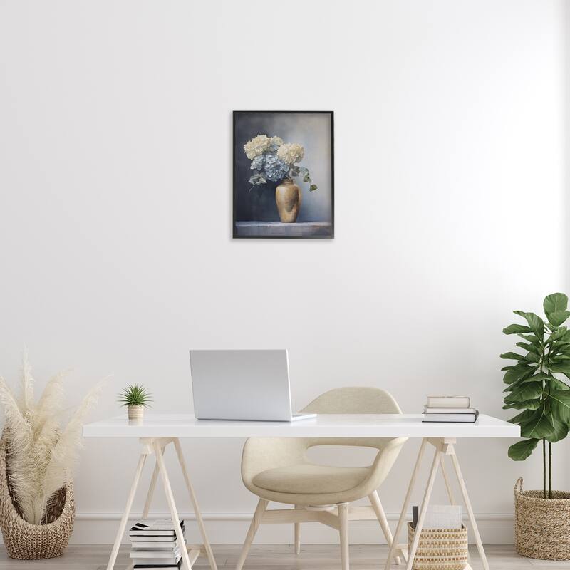Stupell Subtle Hydrangeas in Vase Framed Giclee Art Design By Arlington Prints