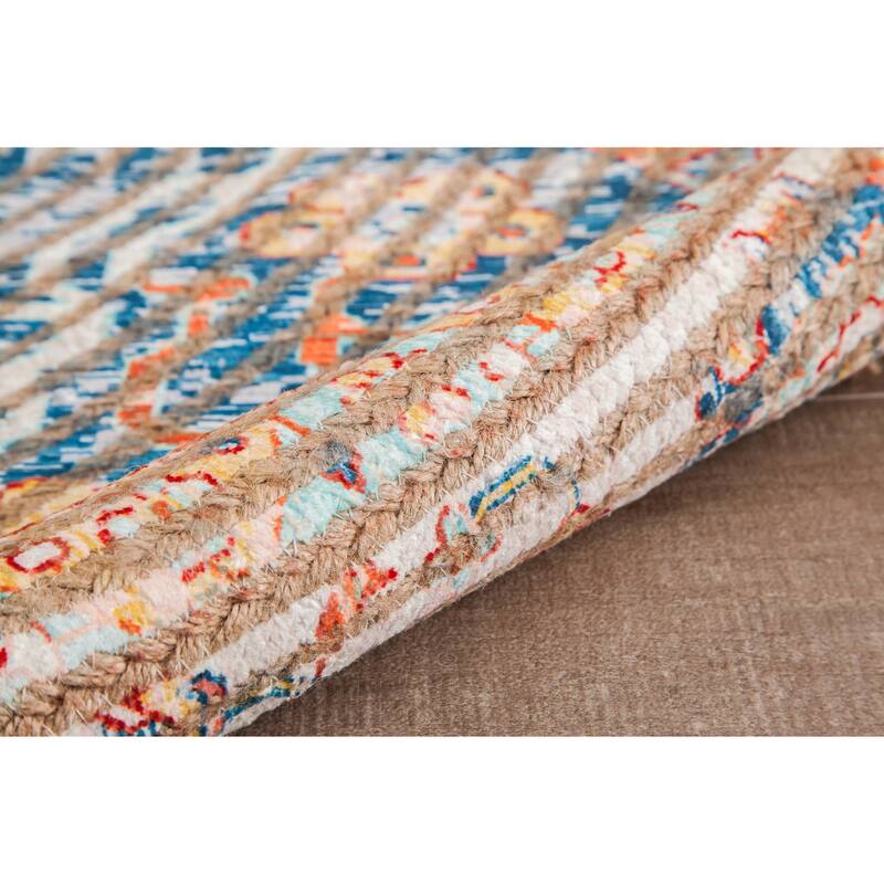 Jani Lucy Blue Floral Jute/Chenille Area Rug