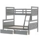 preview thumbnail 8 of 10, Gray Twin Over Full Bunk Bed with Drawers, Guardrails, and Ladder