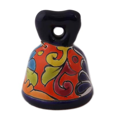 Handmade Ringing Talavera Ceramic Bell (Mexico) - 3.2" H x 2.4" Diam.
