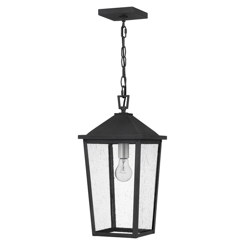 Mottled Black One Light Outdoor Hanging Lantern from the Stoneleigh Collection - Mottled Black