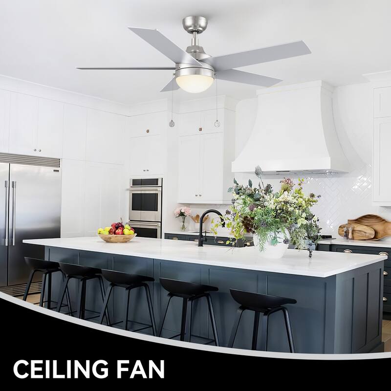 CARRO Norfolk 52" 5-Blade Ceiling Fan with Light and Pull Chain-Downrod