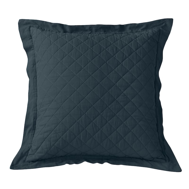 HiEnd Accents Diamond Pattern Linen Quilted Euro Sham, 27"x27"