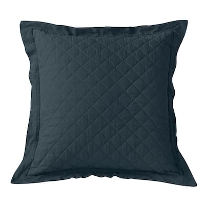 HiEnd Accents Diamond Pattern Linen Quilted Euro Sham, 27"x27"