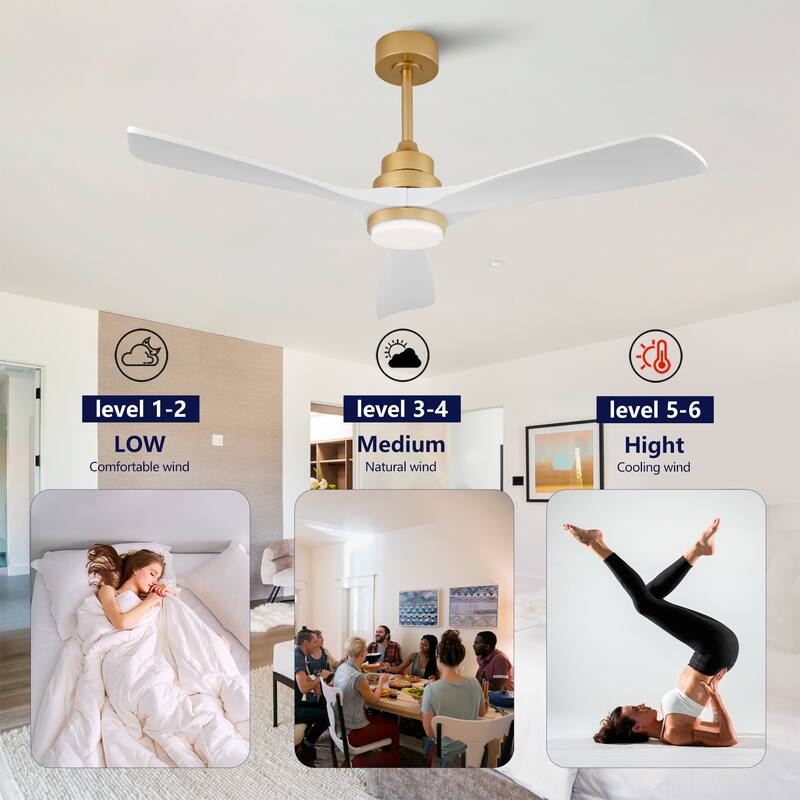 52" Ceiling Fan w/ Dimmable LED Light Remote Control Reversible DC Motor