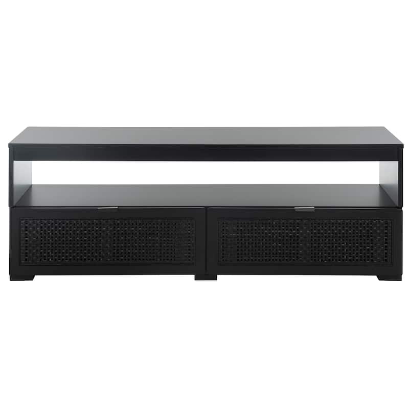 SAFAVIEH Theon 2-Drawer 1-Shelf Entertainment Media Stand (Fits up to 55" Flatscreen TV) - 47.5 in. x 15.5 in. x 17 in.