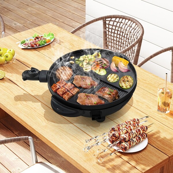 Gymax Indoor Outdoor Electric Grill w/ Non-stick Grill Plate - Bed
