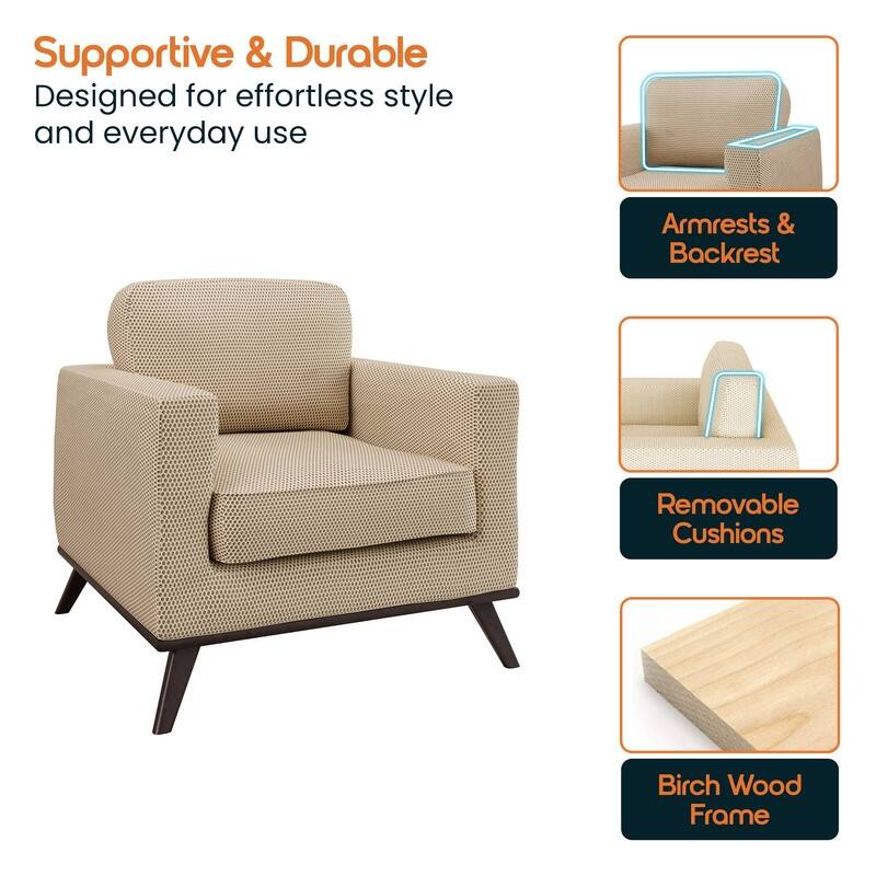 Chester One Seater Modern Sofa Leather Or Mesh Accent Arm Chair with High Density Foam Couch for Living Room Bedroom Lounge