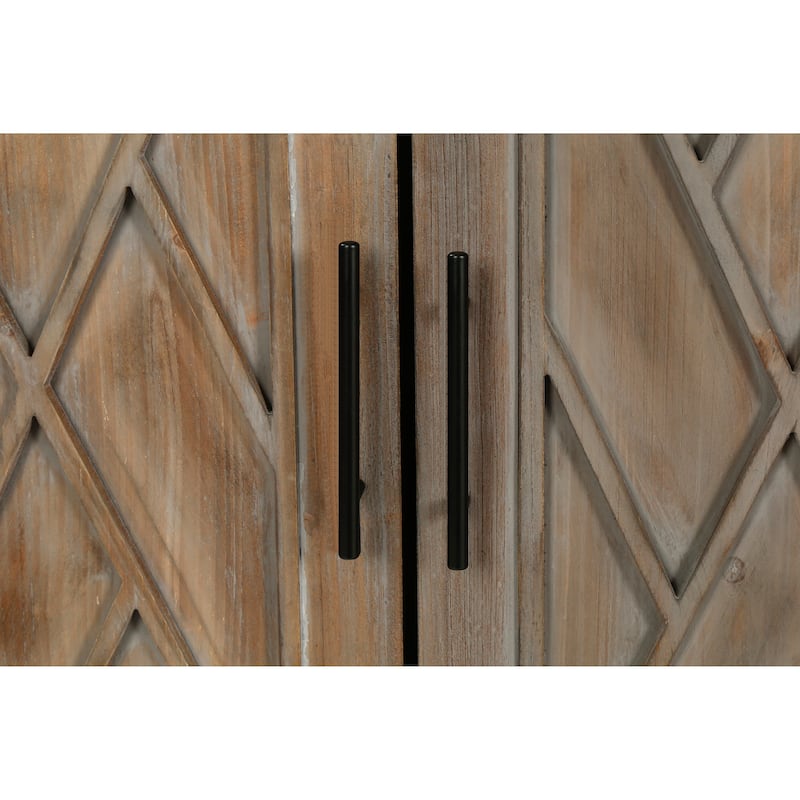 Vintage Style 4-Door Buffet Cabinet with Lacquered Accent Storage