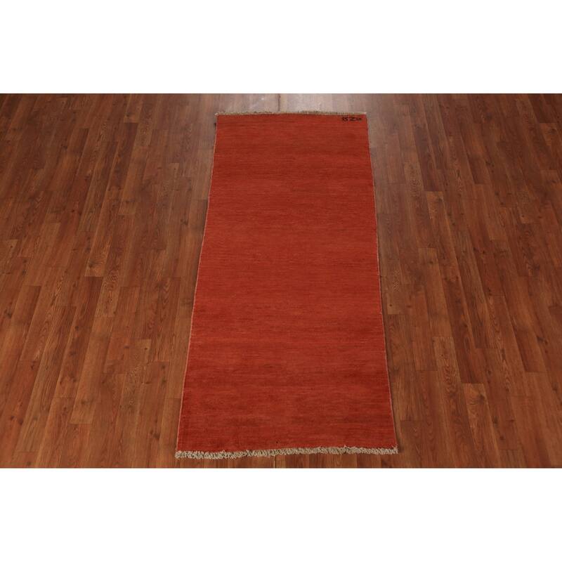 Modern Gabbeh Oriental Rug Hand-Knotted Foyer Wool Carpet - 2'7" x 5'11"