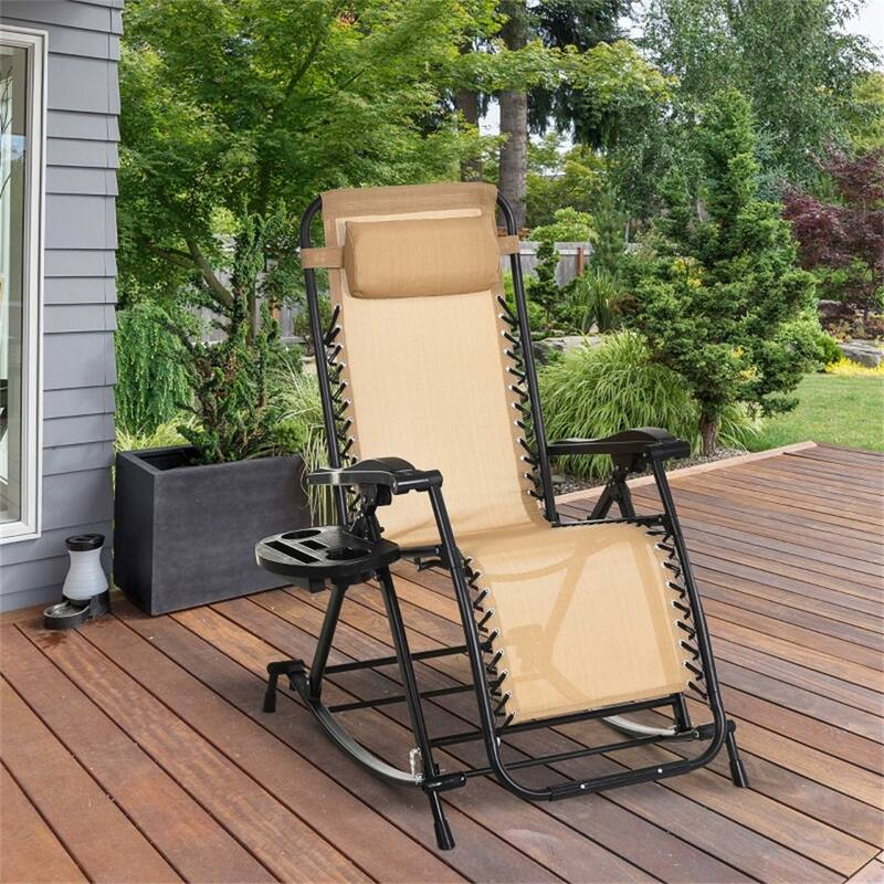 Mesh Zero Gravity Recliner Chair with Folding Legs and Cup Holders - 47.25" D x 26.5" W x 40.25" H