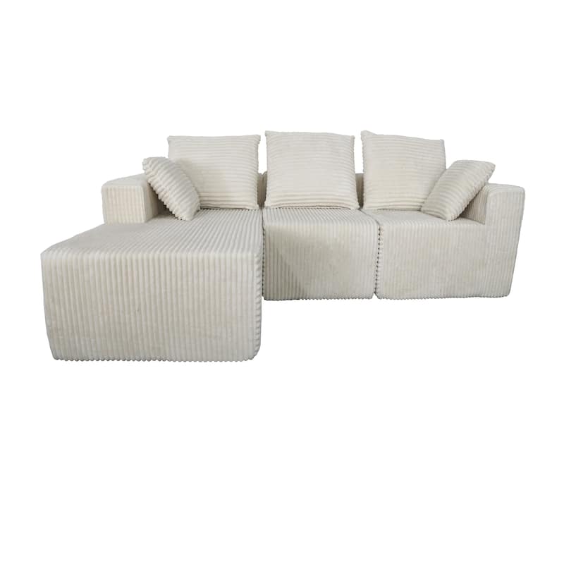 Beige Fabric & Foam Sofa, 107x39x26 inches, 152 Pounds, Multiple Combinations