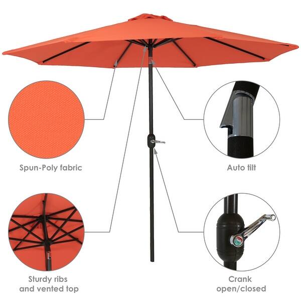Shop Sunnydaze 9 Fade Resistant Outdoor Patio Umbrella With Auto Tilt Burnt Orange 9 Ft Overstock 28730822