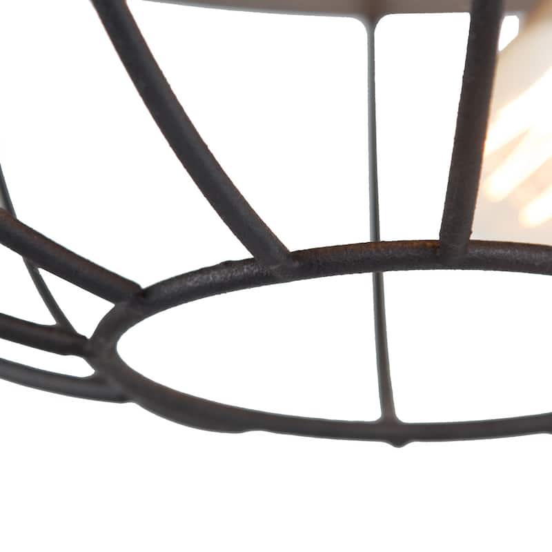 Modern Industrial 2-Light Flush Mount Metal Cage Ceiling Light - D14.5" * H6.3"