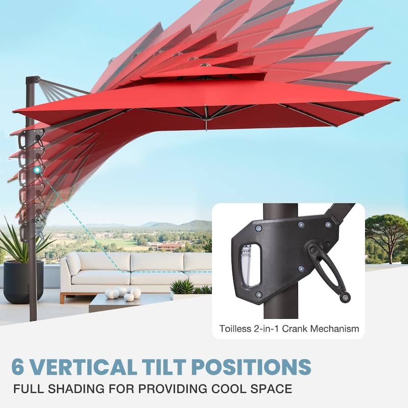 VredHom 10 X 10 ft Square Patio Cantilever-Offset Umbrella