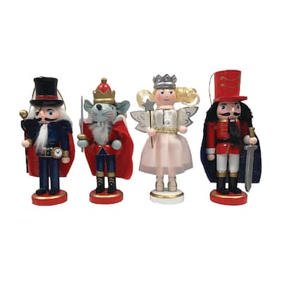 Set of 4 Red and Black The Nutcracker Ballet Christmas Ornaments 5"