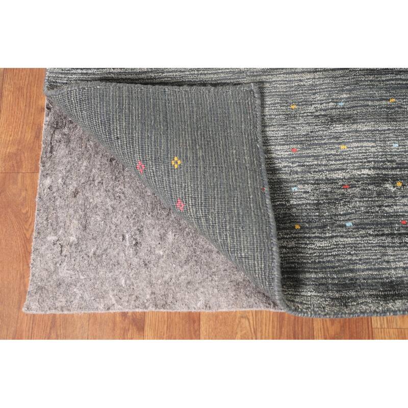 Tribal Gray Gabbeh Indian Area Rug Hand-Knotted Wool Carpet - 7'9" x 9'9"