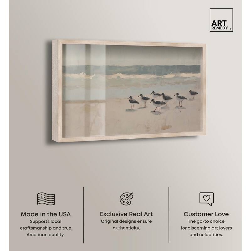 Seagulls at the Beach II Shadowbox by Art Remedy