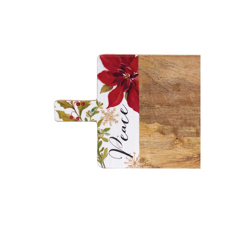 Peace Poinsettia Mango Wood Server