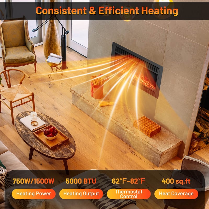 Costway 36" Electric Fireplace Insert 1500W Recessed Fireplace - See Details