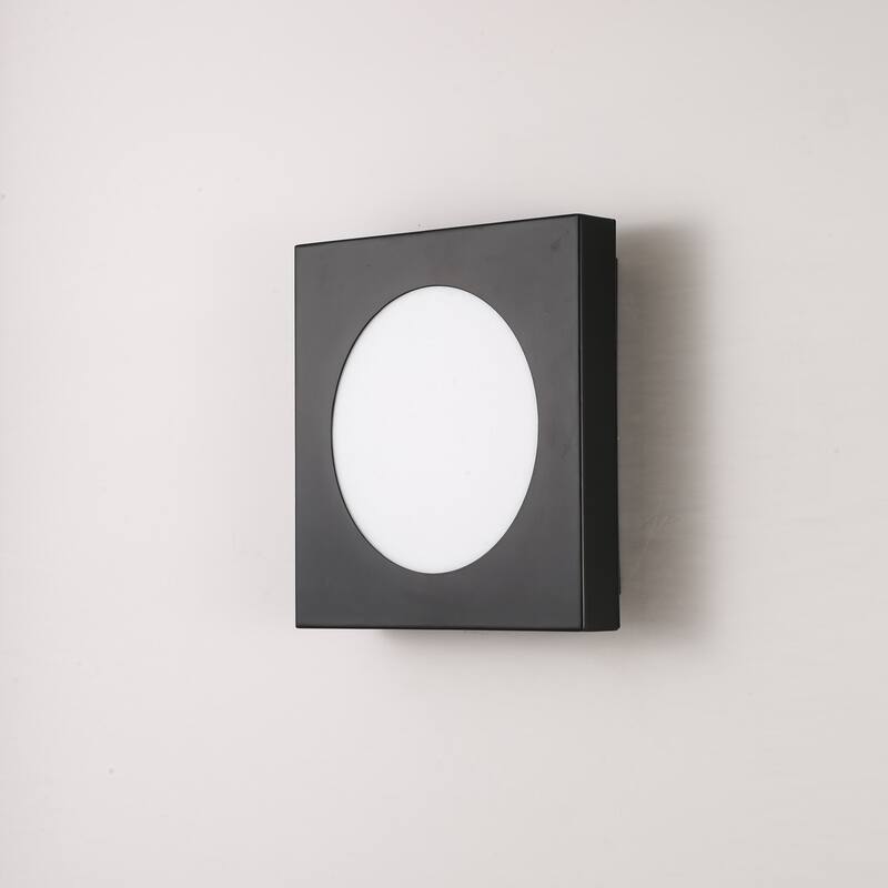 12-in Minimalist Matte Black Rectangle LED Wall Sconce/Flush Mount Ceiling light with Milky White Arcylic Diffuse